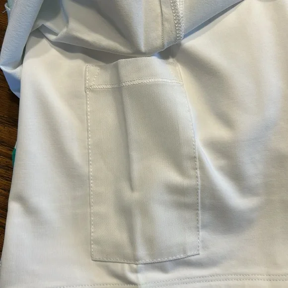 FlirTee Asymmetrical Pleated Golf Skirt White/Envy Green Stripes - Picture 13 of 16